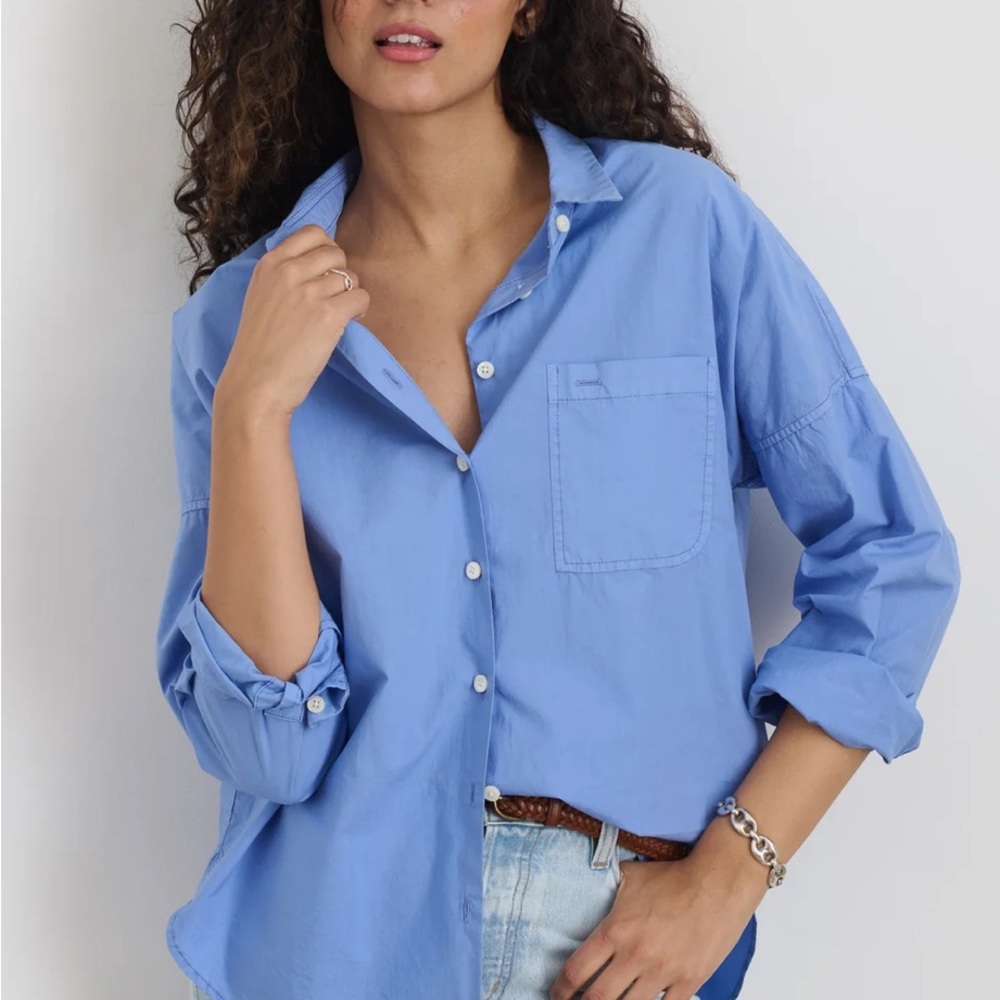Women's Blue Button-Up Shirt
